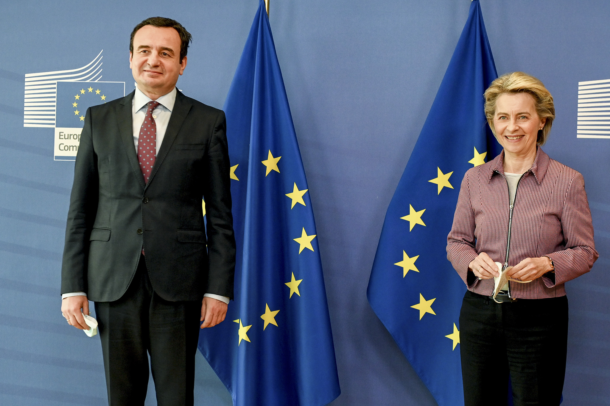 Ursula von der Leyen, President of the EC receives Albin Kurti, Kosovan Prime Minister